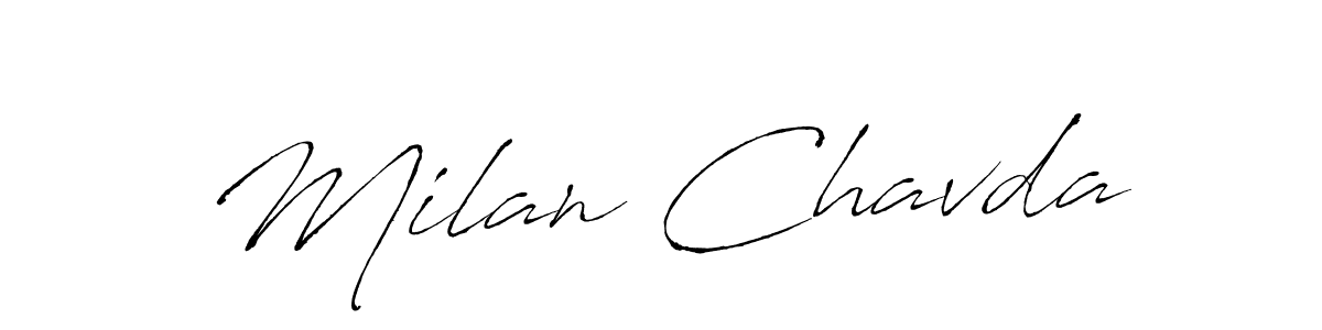 Milan Chavda stylish signature style. Best Handwritten Sign (Antro_Vectra) for my name. Handwritten Signature Collection Ideas for my name Milan Chavda. Milan Chavda signature style 6 images and pictures png