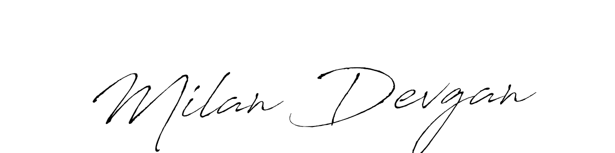 How to make Milan Devgan name signature. Use Antro_Vectra style for creating short signs online. This is the latest handwritten sign. Milan Devgan signature style 6 images and pictures png