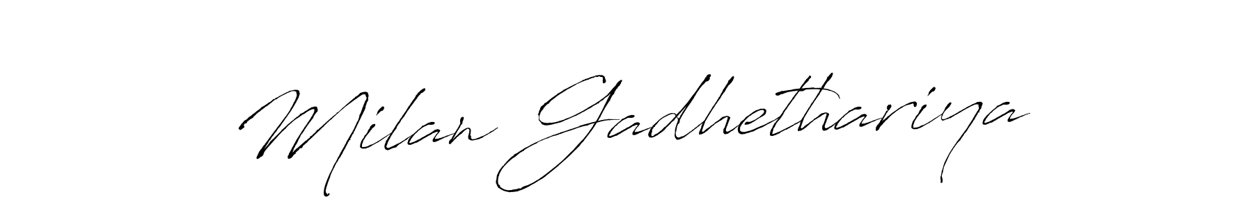 How to make Milan Gadhethariya signature? Antro_Vectra is a professional autograph style. Create handwritten signature for Milan Gadhethariya name. Milan Gadhethariya signature style 6 images and pictures png