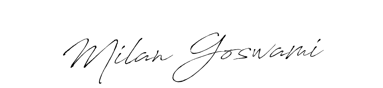 Make a beautiful signature design for name Milan Goswami. With this signature (Antro_Vectra) style, you can create a handwritten signature for free. Milan Goswami signature style 6 images and pictures png