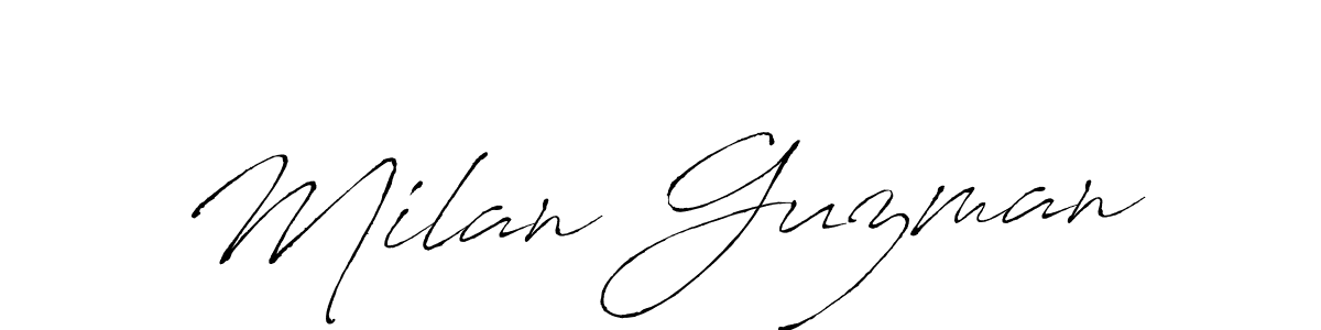 The best way (Antro_Vectra) to make a short signature is to pick only two or three words in your name. The name Milan Guzman include a total of six letters. For converting this name. Milan Guzman signature style 6 images and pictures png