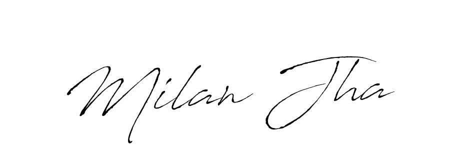 Make a beautiful signature design for name Milan Jha. With this signature (Antro_Vectra) style, you can create a handwritten signature for free. Milan Jha signature style 6 images and pictures png