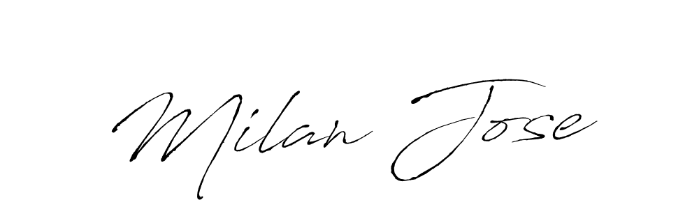 How to make Milan Jose name signature. Use Antro_Vectra style for creating short signs online. This is the latest handwritten sign. Milan Jose signature style 6 images and pictures png
