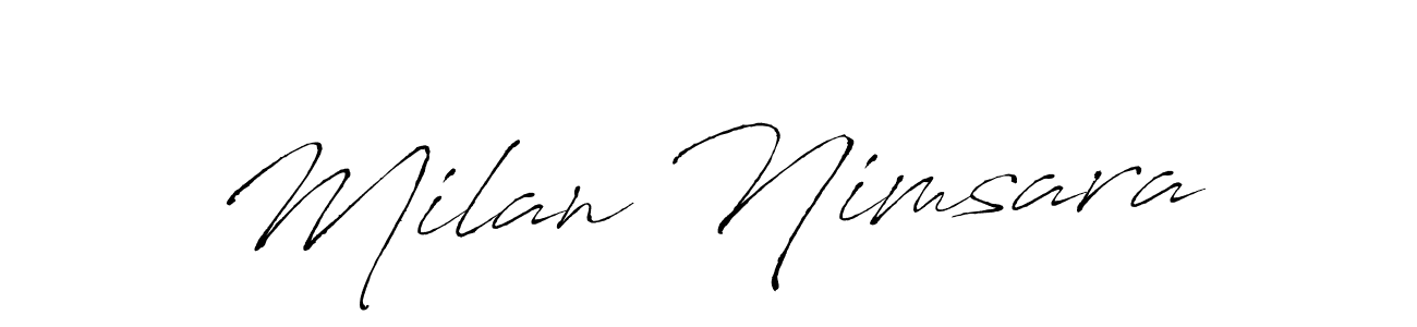 Use a signature maker to create a handwritten signature online. With this signature software, you can design (Antro_Vectra) your own signature for name Milan Nimsara. Milan Nimsara signature style 6 images and pictures png