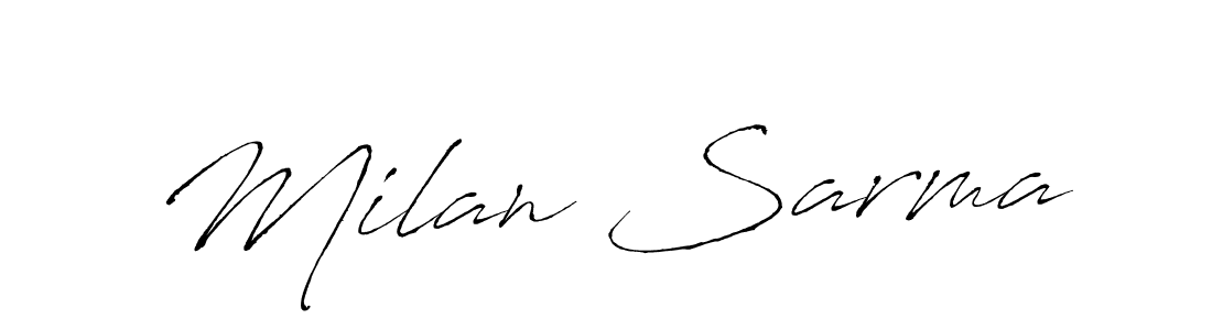 Design your own signature with our free online signature maker. With this signature software, you can create a handwritten (Antro_Vectra) signature for name Milan Sarma. Milan Sarma signature style 6 images and pictures png