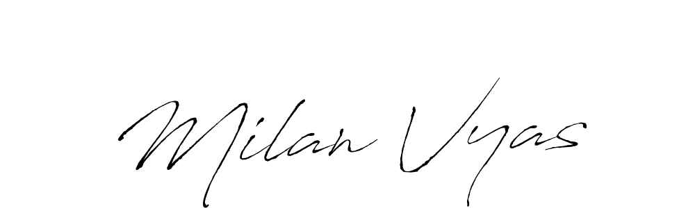 if you are searching for the best signature style for your name Milan Vyas. so please give up your signature search. here we have designed multiple signature styles  using Antro_Vectra. Milan Vyas signature style 6 images and pictures png