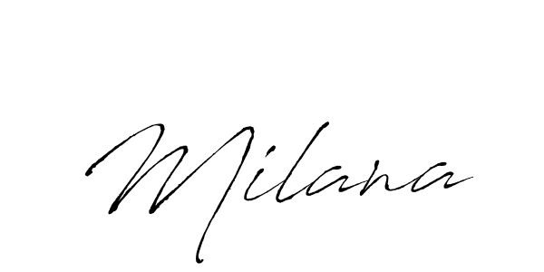 Make a beautiful signature design for name Milana. With this signature (Antro_Vectra) style, you can create a handwritten signature for free. Milana signature style 6 images and pictures png