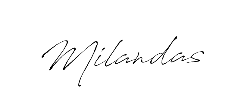 Design your own signature with our free online signature maker. With this signature software, you can create a handwritten (Antro_Vectra) signature for name Milandas. Milandas signature style 6 images and pictures png