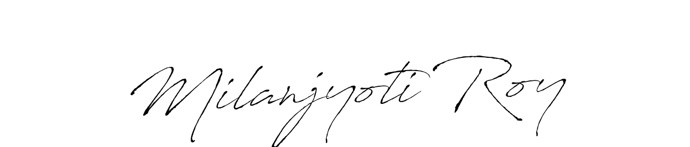 Antro_Vectra is a professional signature style that is perfect for those who want to add a touch of class to their signature. It is also a great choice for those who want to make their signature more unique. Get Milanjyoti Roy name to fancy signature for free. Milanjyoti Roy signature style 6 images and pictures png