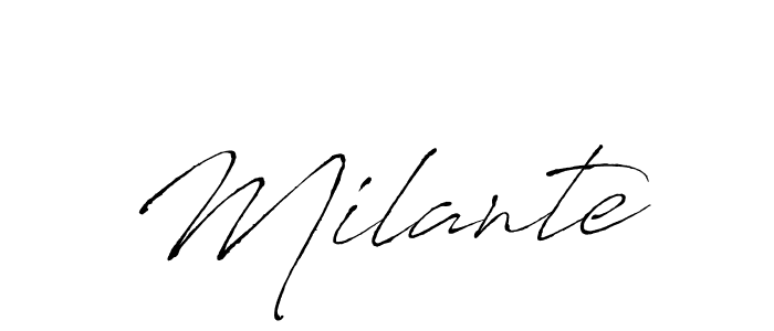 Use a signature maker to create a handwritten signature online. With this signature software, you can design (Antro_Vectra) your own signature for name Milante. Milante signature style 6 images and pictures png