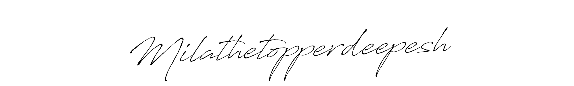 It looks lik you need a new signature style for name Milathetopperdeepesh. Design unique handwritten (Antro_Vectra) signature with our free signature maker in just a few clicks. Milathetopperdeepesh signature style 6 images and pictures png