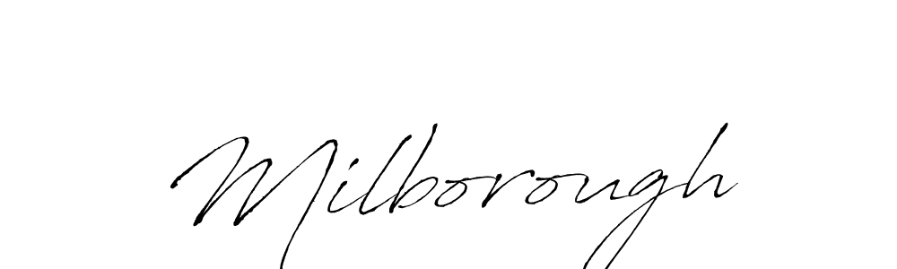 Milborough stylish signature style. Best Handwritten Sign (Antro_Vectra) for my name. Handwritten Signature Collection Ideas for my name Milborough. Milborough signature style 6 images and pictures png