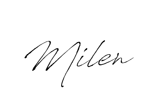 Use a signature maker to create a handwritten signature online. With this signature software, you can design (Antro_Vectra) your own signature for name Milen. Milen signature style 6 images and pictures png