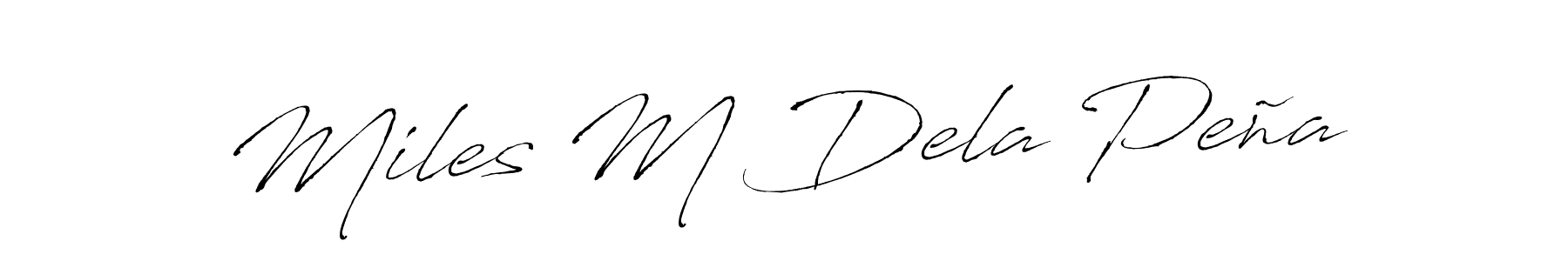 Design your own signature with our free online signature maker. With this signature software, you can create a handwritten (Antro_Vectra) signature for name Miles M Dela Peña. Miles M Dela Peña signature style 6 images and pictures png