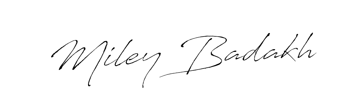 Use a signature maker to create a handwritten signature online. With this signature software, you can design (Antro_Vectra) your own signature for name Miley Badakh. Miley Badakh signature style 6 images and pictures png