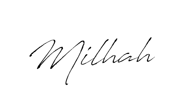 if you are searching for the best signature style for your name Milhah. so please give up your signature search. here we have designed multiple signature styles  using Antro_Vectra. Milhah signature style 6 images and pictures png
