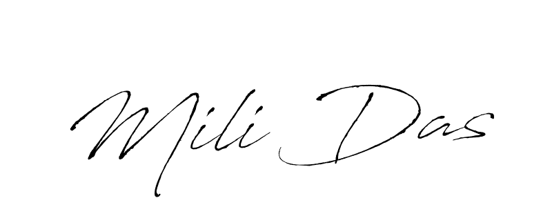 The best way (Antro_Vectra) to make a short signature is to pick only two or three words in your name. The name Mili Das include a total of six letters. For converting this name. Mili Das signature style 6 images and pictures png