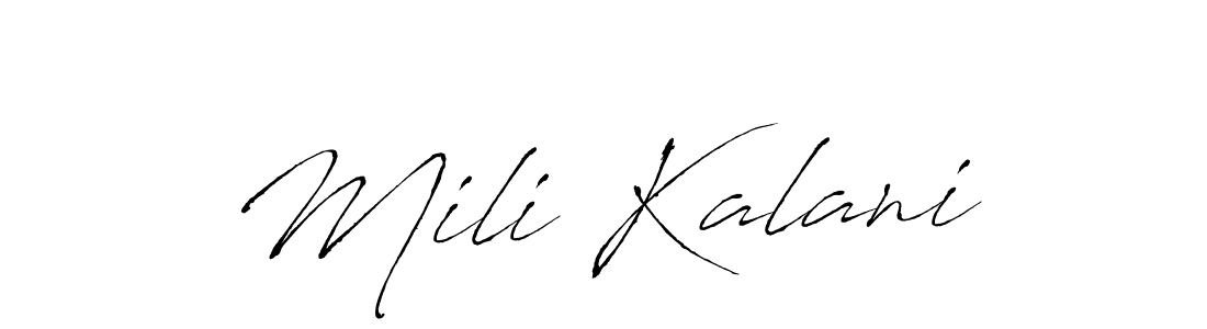 Design your own signature with our free online signature maker. With this signature software, you can create a handwritten (Antro_Vectra) signature for name Mili Kalani. Mili Kalani signature style 6 images and pictures png