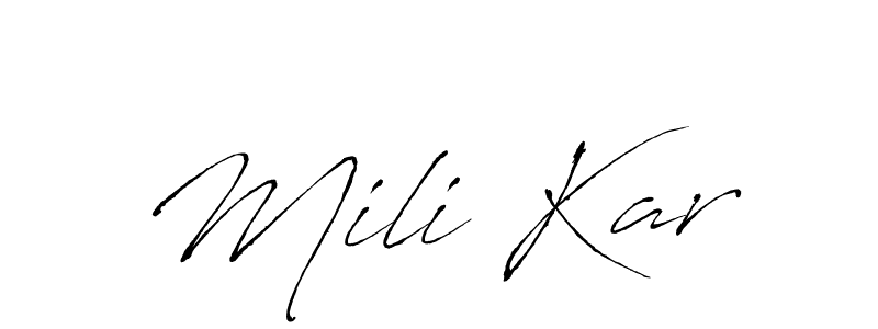Also You can easily find your signature by using the search form. We will create Mili Kar name handwritten signature images for you free of cost using Antro_Vectra sign style. Mili Kar signature style 6 images and pictures png