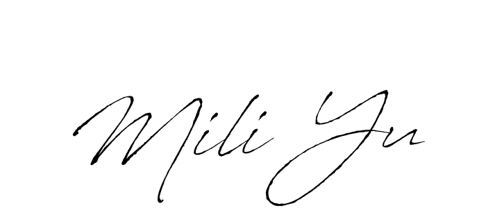 Also You can easily find your signature by using the search form. We will create Mili Yu name handwritten signature images for you free of cost using Antro_Vectra sign style. Mili Yu signature style 6 images and pictures png
