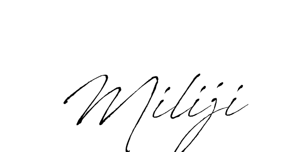 Create a beautiful signature design for name Miliji. With this signature (Antro_Vectra) fonts, you can make a handwritten signature for free. Miliji signature style 6 images and pictures png