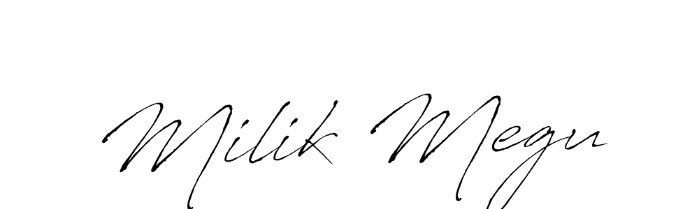 Similarly Antro_Vectra is the best handwritten signature design. Signature creator online .You can use it as an online autograph creator for name Milik Megu. Milik Megu signature style 6 images and pictures png