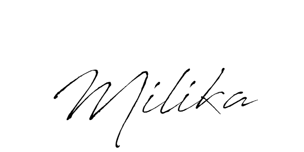 Also You can easily find your signature by using the search form. We will create Milika name handwritten signature images for you free of cost using Antro_Vectra sign style. Milika signature style 6 images and pictures png
