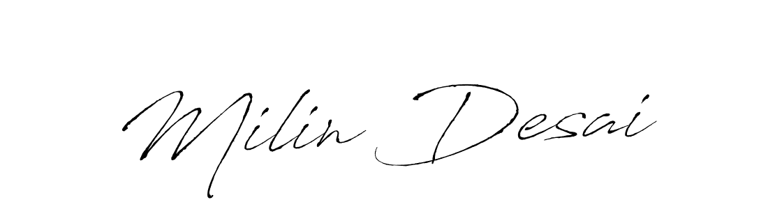 if you are searching for the best signature style for your name Milin Desai. so please give up your signature search. here we have designed multiple signature styles  using Antro_Vectra. Milin Desai signature style 6 images and pictures png