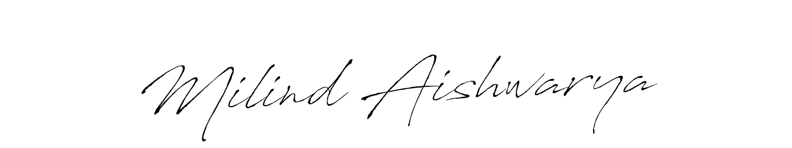 How to make Milind Aishwarya name signature. Use Antro_Vectra style for creating short signs online. This is the latest handwritten sign. Milind Aishwarya signature style 6 images and pictures png