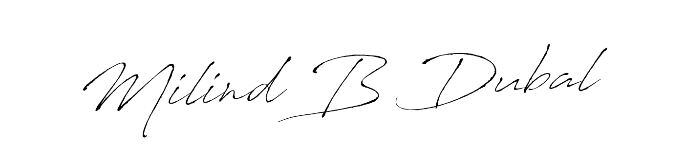 This is the best signature style for the Milind B Dubal name. Also you like these signature font (Antro_Vectra). Mix name signature. Milind B Dubal signature style 6 images and pictures png