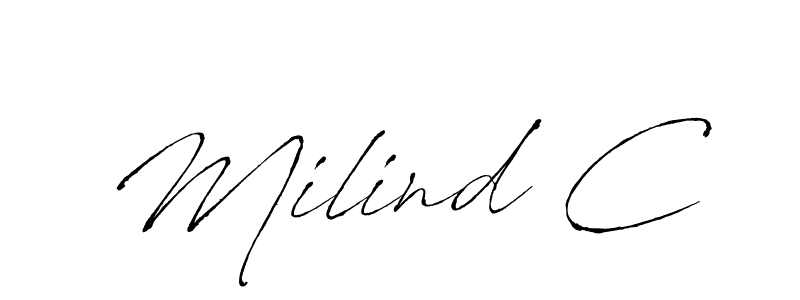 How to make Milind C name signature. Use Antro_Vectra style for creating short signs online. This is the latest handwritten sign. Milind C signature style 6 images and pictures png