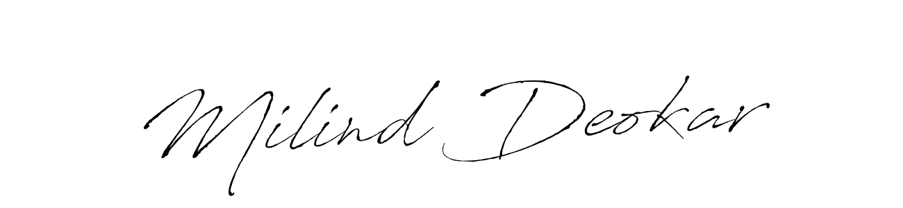 Antro_Vectra is a professional signature style that is perfect for those who want to add a touch of class to their signature. It is also a great choice for those who want to make their signature more unique. Get Milind Deokar name to fancy signature for free. Milind Deokar signature style 6 images and pictures png
