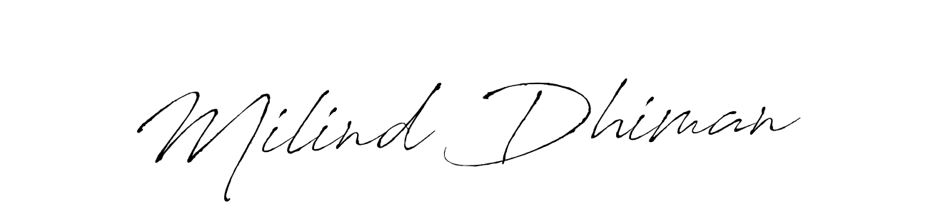 This is the best signature style for the Milind Dhiman name. Also you like these signature font (Antro_Vectra). Mix name signature. Milind Dhiman signature style 6 images and pictures png