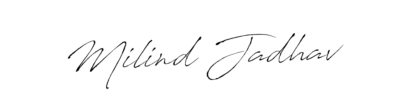 The best way (Antro_Vectra) to make a short signature is to pick only two or three words in your name. The name Milind Jadhav include a total of six letters. For converting this name. Milind Jadhav signature style 6 images and pictures png