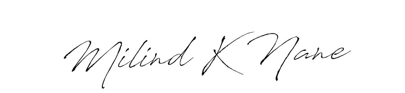 You can use this online signature creator to create a handwritten signature for the name Milind K Nane. This is the best online autograph maker. Milind K Nane signature style 6 images and pictures png
