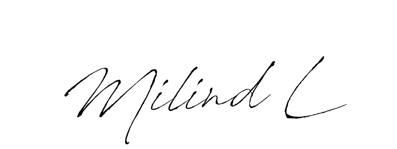 Use a signature maker to create a handwritten signature online. With this signature software, you can design (Antro_Vectra) your own signature for name Milind L. Milind L signature style 6 images and pictures png