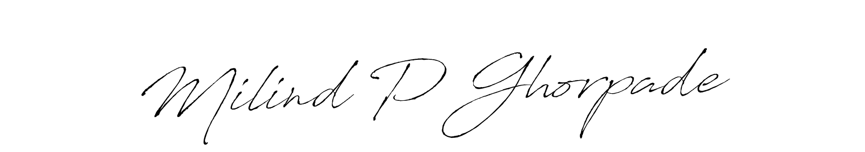 Milind P Ghorpade stylish signature style. Best Handwritten Sign (Antro_Vectra) for my name. Handwritten Signature Collection Ideas for my name Milind P Ghorpade. Milind P Ghorpade signature style 6 images and pictures png