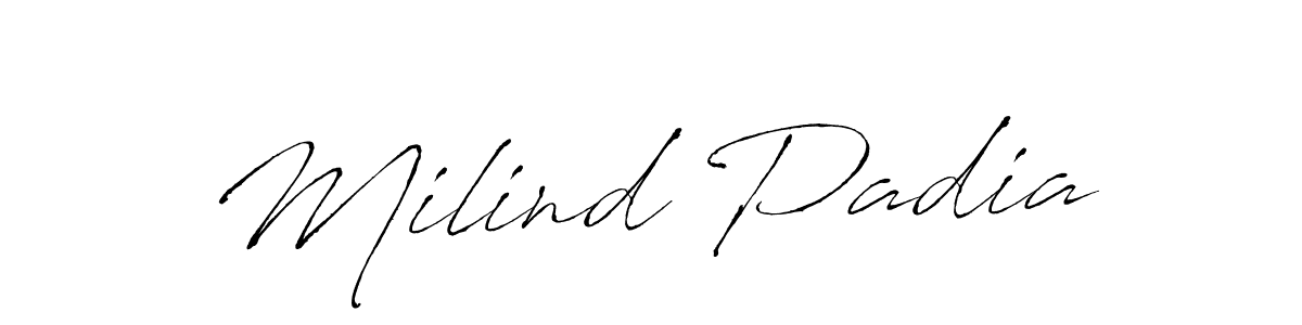 Create a beautiful signature design for name Milind Padia. With this signature (Antro_Vectra) fonts, you can make a handwritten signature for free. Milind Padia signature style 6 images and pictures png