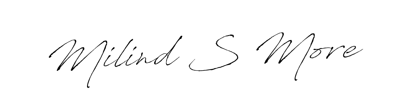 How to make Milind S More name signature. Use Antro_Vectra style for creating short signs online. This is the latest handwritten sign. Milind S More signature style 6 images and pictures png