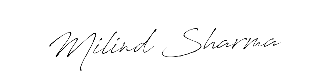 Design your own signature with our free online signature maker. With this signature software, you can create a handwritten (Antro_Vectra) signature for name Milind Sharma. Milind Sharma signature style 6 images and pictures png