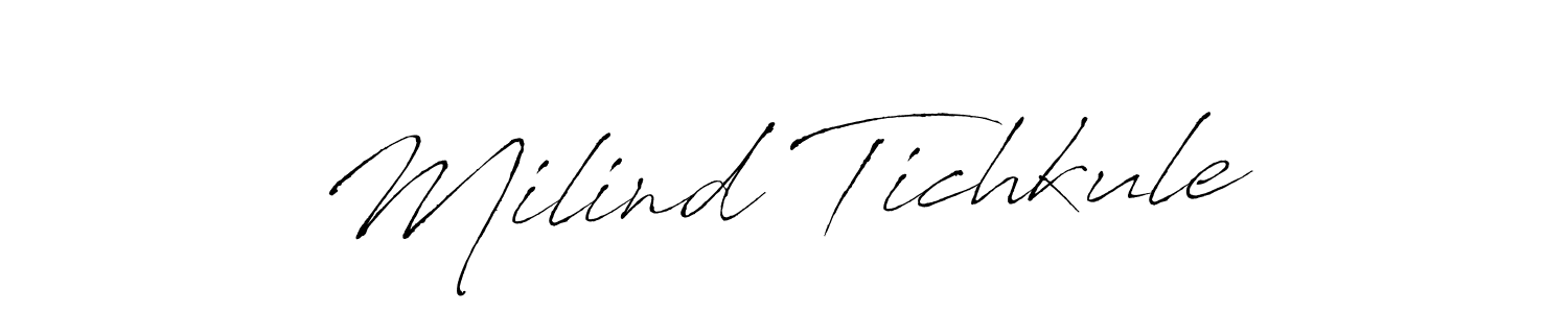 Antro_Vectra is a professional signature style that is perfect for those who want to add a touch of class to their signature. It is also a great choice for those who want to make their signature more unique. Get Milind Tichkule name to fancy signature for free. Milind Tichkule signature style 6 images and pictures png