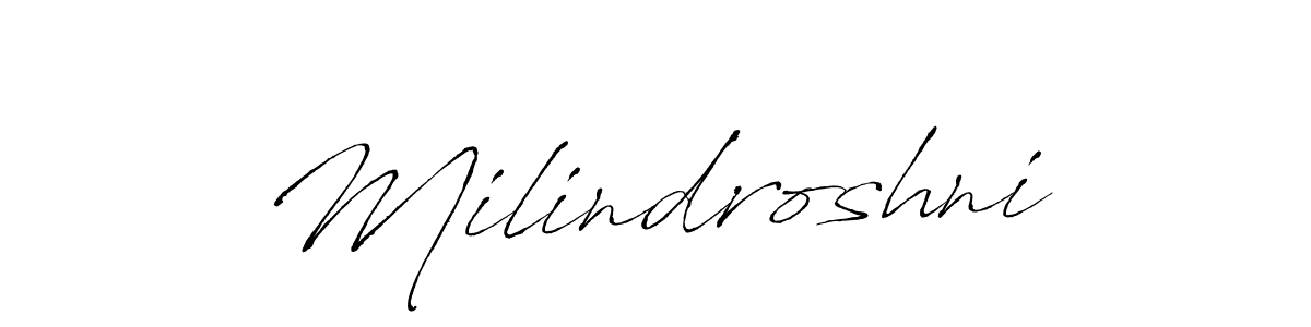 if you are searching for the best signature style for your name Milindroshni. so please give up your signature search. here we have designed multiple signature styles  using Antro_Vectra. Milindroshni signature style 6 images and pictures png