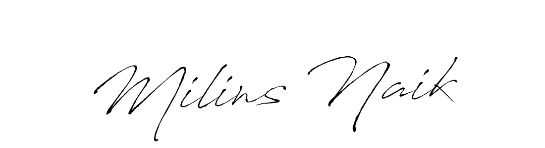 if you are searching for the best signature style for your name Milins Naik. so please give up your signature search. here we have designed multiple signature styles  using Antro_Vectra. Milins Naik signature style 6 images and pictures png