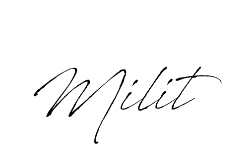 Similarly Antro_Vectra is the best handwritten signature design. Signature creator online .You can use it as an online autograph creator for name Milit. Milit signature style 6 images and pictures png