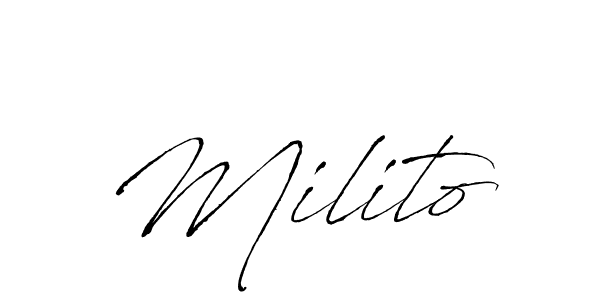 Create a beautiful signature design for name Milito. With this signature (Antro_Vectra) fonts, you can make a handwritten signature for free. Milito signature style 6 images and pictures png