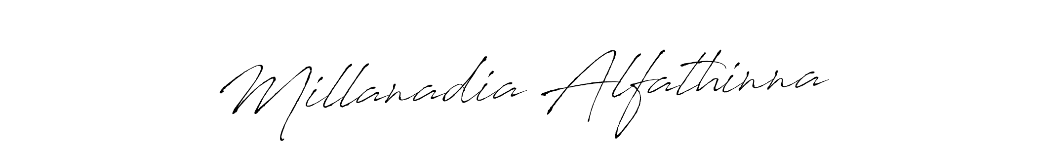 Use a signature maker to create a handwritten signature online. With this signature software, you can design (Antro_Vectra) your own signature for name Millanadia Alfathinna. Millanadia Alfathinna signature style 6 images and pictures png