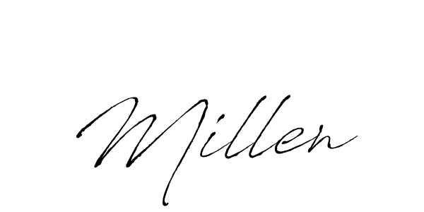 Make a beautiful signature design for name Millen. With this signature (Antro_Vectra) style, you can create a handwritten signature for free. Millen signature style 6 images and pictures png