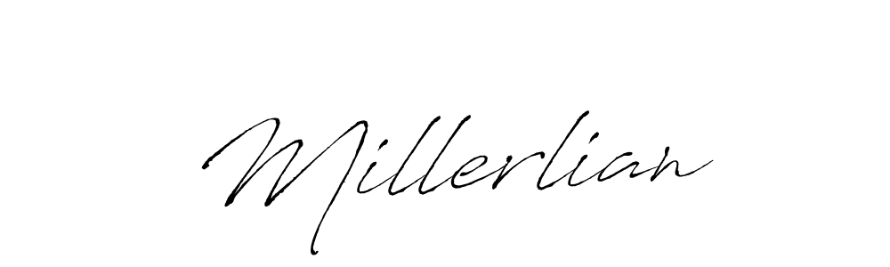 Design your own signature with our free online signature maker. With this signature software, you can create a handwritten (Antro_Vectra) signature for name Millerlian. Millerlian signature style 6 images and pictures png
