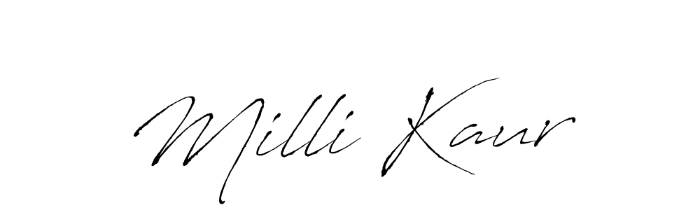 Once you've used our free online signature maker to create your best signature Antro_Vectra style, it's time to enjoy all of the benefits that Milli Kaur name signing documents. Milli Kaur signature style 6 images and pictures png