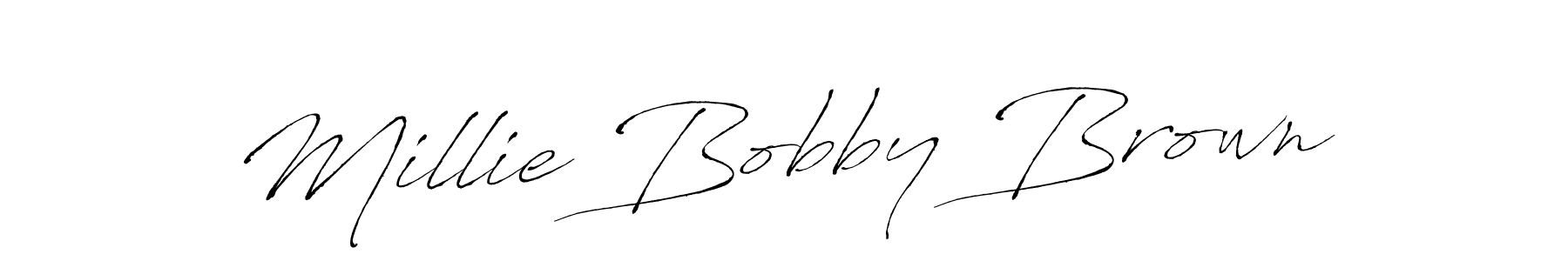 How to make Millie Bobby Brown name signature. Use Antro_Vectra style for creating short signs online. This is the latest handwritten sign. Millie Bobby Brown signature style 6 images and pictures png